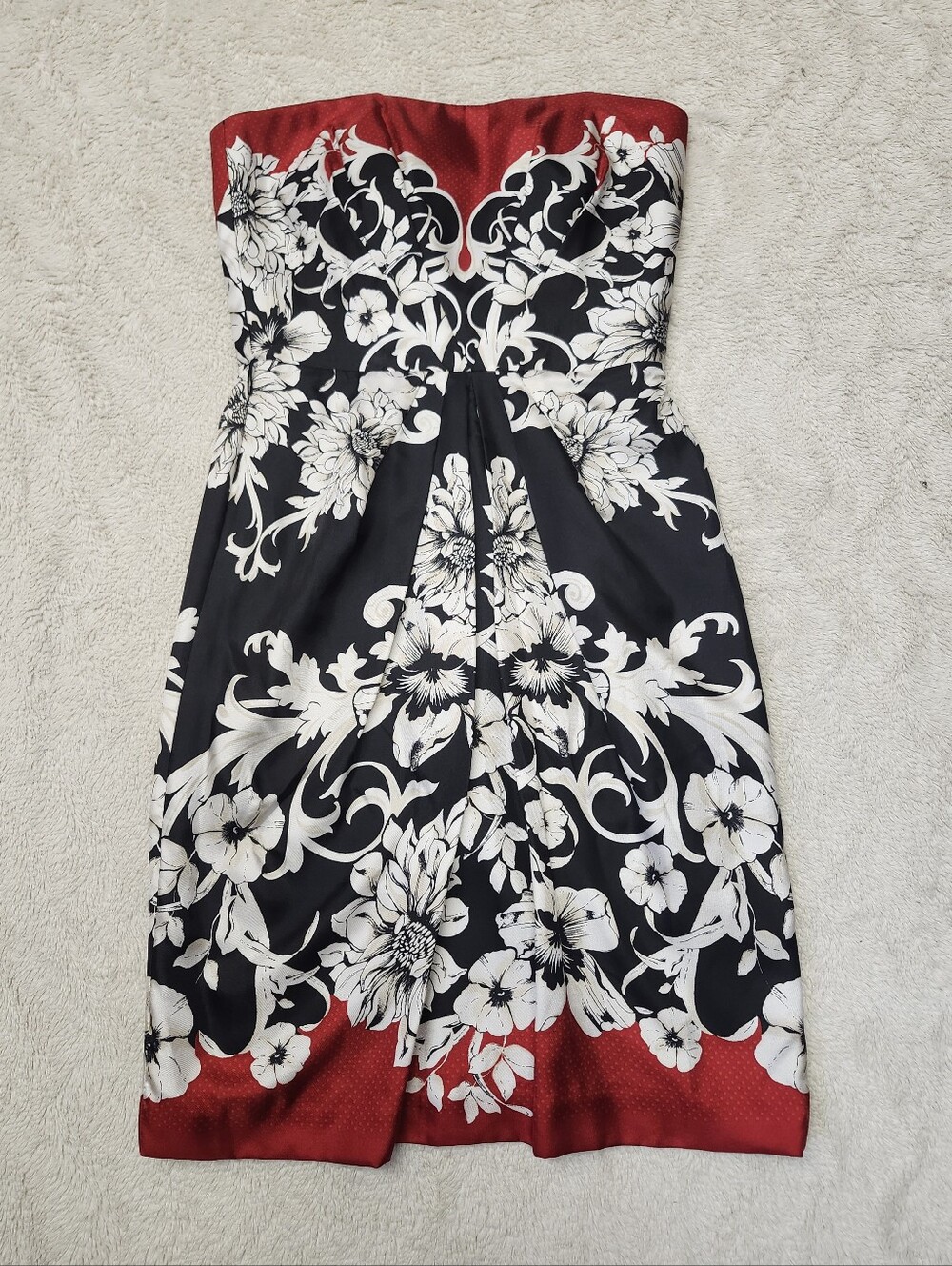 • White House Black Market Women's Strapless Floral A-Line Dress Size 00 Multi.